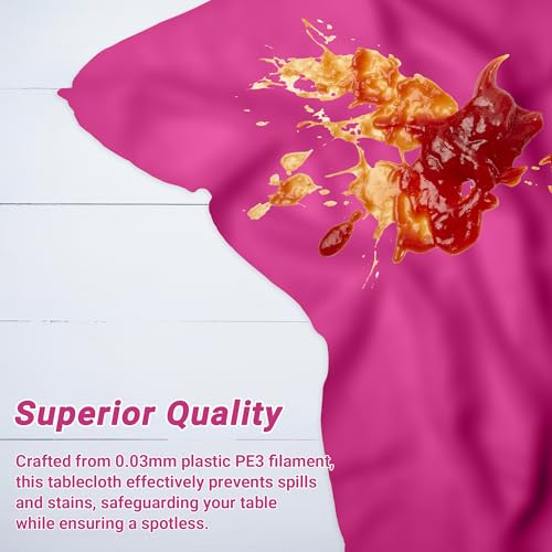 Image of 12 PCS Rose Red Disposable Tablecloth, Rectangle Plastic Table Cover, Elegant Smooth Table Cloth, 54 X 108 IN Hot Red Disposable Tablecloth for Birthday Parties, Weddings, Picnics, and Outdoor Events