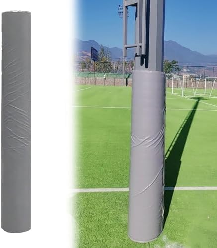 Grey Round Column Padding for Basement, Playground & Gym - UV-Resistant PU Pole Protection Pad for Outdoor Basketball Hoops, Garage Pillar Wrap - Durable Safety Cushion