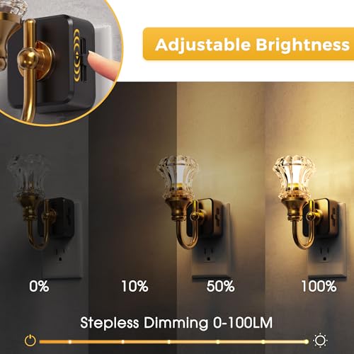 Image of L LOHAS LED Night Lights Plug into Wall, 3000K Soft White LED, Floral Night Lights with Dusk to Dawn Sensor, 0-100lm Adjustable Brightness, for Hallway Bedroom Stairway