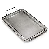 Hipiwe Galvanized Metal Iron Serving Tray with Handle - Industrial Farmhouse Style Rustic Home Decor Coffee Table Centerpiece Breakfast Tray, 13' x 9'
