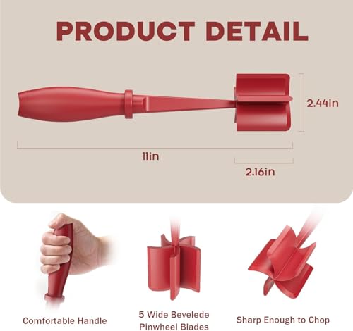 Meat Chopper for Hamburger, Premium Heat Resistant Masher and Smasher for Ground Beef, Ground Turkey and More, Nylon Ground Beef Chopper Tool and Meat Fork, Non Stick Mix Chopper (red (color)) - image 2