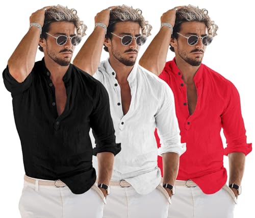 Image of Men's Cotton Blend Straight Kurta Shirt Combo with Mandarin Collar - Slim Fit Casual Short Kurti Set Featuring Textured Slub Fabric and Roll-Up Full Sleeves
