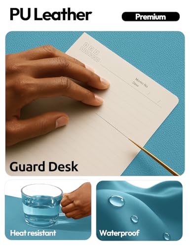 Image of YSAGi Leather Desk Pad Protector, Office Desk Mat, Large Mouse Pad, Non-Slip PU Leather Desk Blotter, Laptop Desk Pad, Waterproof Desk Writing Pad for Office and Home (Turquoise, 35.4 inch x 17 inch)
