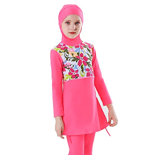ODIZLI Kids Girls' Rash Guard Sets Islamic Hijab Swimwear Muslim Modest Long Sleeves Shorts Pants Beachwear Hoodie Hat 2 PCS4
