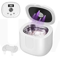 Ultraschallreinigungsgerät 47000Hz UV Ultraschallreiniger, 220ML Tragbar Ultrasonic Cleaner Dental Pod für Zahnersatz, Retainer, Aligner, Zahnschiene, Prothesen, Schmuck (Weiß)