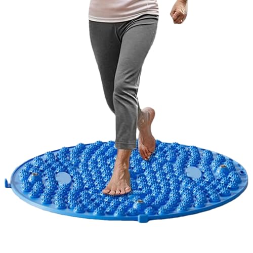 Generic Foot Massage Mat, 13.78in Diameter, Blue, Round, Silicone, Muscle Relaxation, Plantar Relief, Slow Running Reflexology