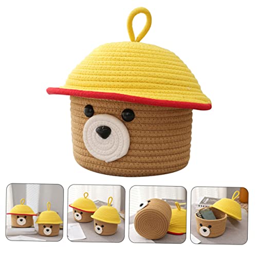 Panier de rangement en coton Mikikit avec couvercle ours - 3