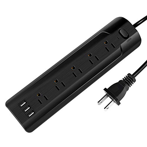 2 Prong Surge Protector Power Strip, Non-Polarized 2 Prong to 3 Prong 5-Outlet Adapter with 3 USB Ports 6.6 Ft Extension Cord, Outlet USB Charger Multi Port, 5V 3.4A USB, Ideal for Non-Grounded Outlet