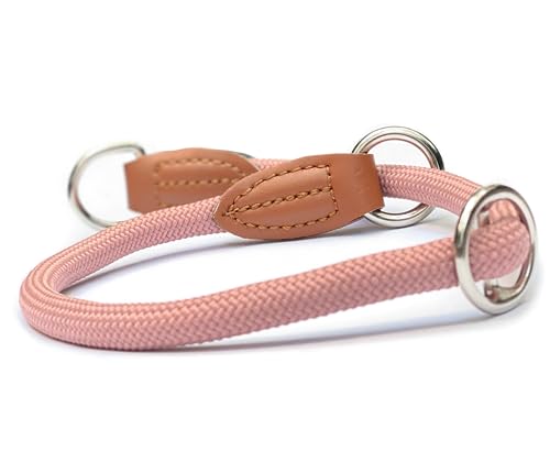 Leisegrün Hundehalsband Paracord verstellbar | Halsband für Hunde aus Nylon | Modell Devon | Rosa | Größe: M