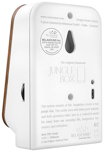 Image of RELAXOUND Original Junglebox Teak Style - Modern Nature Sound Box - Relaxing Exotic Jungle Sounds - Motion Sensor with Sound - Relaxing Tool