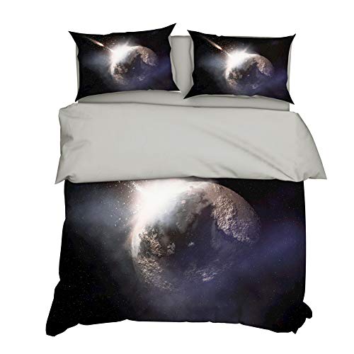AYMAING Parure De Lit avec Motif éToile, Imprimé Galaxie, Motif Espace, Parure De Lit Enfant, Literie Douce, 1 Housse De Couette Et 2 Taies d'oreiller, Microfibre, Espace Cover