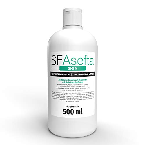 SF Asefta Skin Desinfektionsmittel 500 ml, Hygienisches Handdesinfektionsmittel für Hände und Haut, Desinfektion begrenzt viruzid