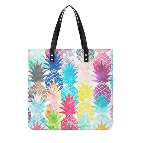 Tote bag pour voyage sac à main shopper femmes motif ananas aquarelle dimensions 39x39cm