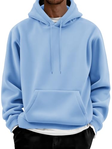 Image of COOFANDY Men Cotton Fleece Hooded Sweatshirt Casual Long Sleeve Hoodies Pullover Fashion Drawstring Hoodie with Kanga Pocket