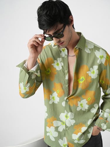 Image of VASTRADO Exquisite Multicolor Floral Printed Creased Shirt