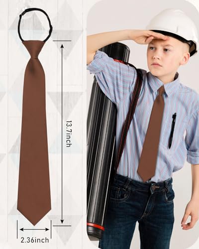 Boys Ties Kids Neckties Pre-tied Adjustable Zipper Skinny Neckties for School Uniforms Graduation3