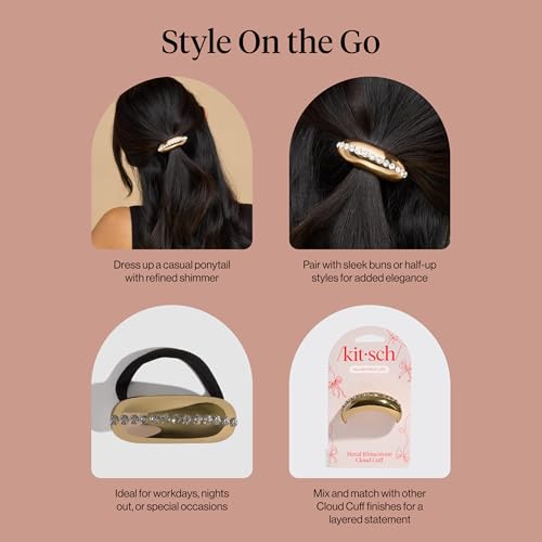 Kitsch Rhinestone Gold Hair Cuff – Decorative Hair Ties For Women, 1pc - image 7