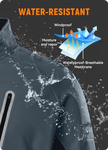 Baleaf Men'S Winter Cycling Jackets Water Resistant Thermal Running Softshell Jacket Warm Cold Weather Pockets Grey L thumb #2