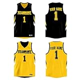Custom Reversible Basketball Jersey Mesh Performance Uniform Personalized Printed Name Number for Men/Boy Black-yellow-20