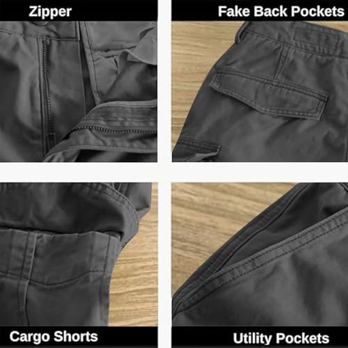 Image of Mens Hiking Cargo Shorts Baggy Lightweight Casual Twill Shorts Summer Outdoor Work Breathable Short Multi Pockets