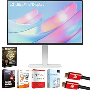 LG 27US550-W 27″ 4K 3840×2160 UHD Ultrafine HDR10, IPS, Borderless Design, PC Monitor Bundle with Elite Suite 18, 2X HDMI Cable and Deco Gear CPS Exclusive 26 Month Protection Pack (BEACH-CPS-26M500)