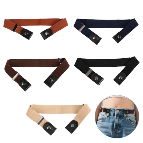 FHISKUNYU 5 Cinturones Elásticos Ajustables para Niños y Niñas Sin Hebilla