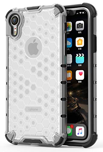 Image of Glasgow | for Apple iPhone XR Honeycomb Pattern Back Case Cover for Apple iPhone XR with 4 Bumper Corners and Military Grade Protection - Transparent