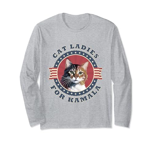 Cat Ladies For Kamala Harris President 2024 Patriotic Kitty Long Sleeve T-Shirt