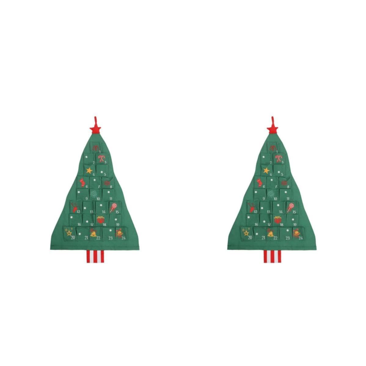 Toyvian 2 Juegos Calendario de Adviento Navideño con Bolsillos, Árbol Verde