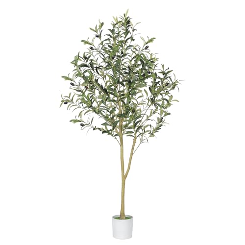 LYERSE 観葉植物 【高さ122cm】フェイクグリーン 大型光触媒 インテリア 家の中に置く人工観葉植物 二つの幹 おしゃれ 世話がない 水やり不要のホーム 玄関 キッチン オフィス オリーブ フェイクグリーン