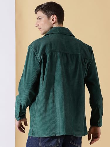 Image of Thomas Scott Men's Cotton Oversized Fit Striped Premium Corduroy Oversized Shackets Shirt