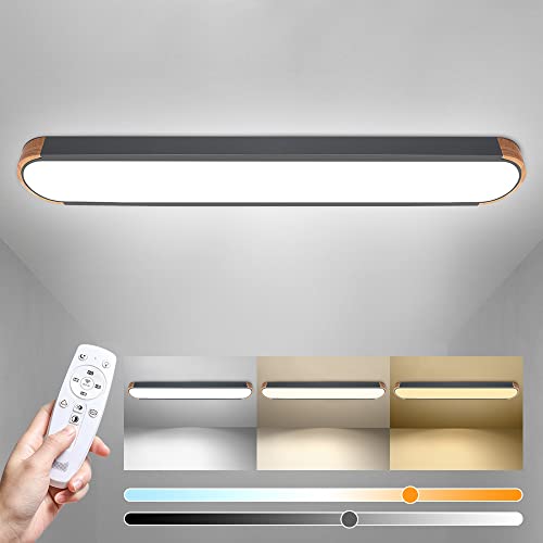Edislive Dimmable Led Ceiling Light With Remote Control 3000K-6000K Minimalist Modern Wood Flush Mount Ceiling Light Low Profile Light Fixture Grey #TOP10