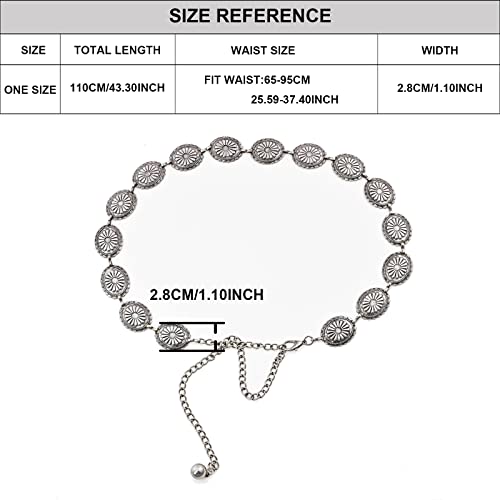 Iluvatar Womens Metal Chain Dress Belt Hollow Out Daisy Sweater Belt Decorated Skinny Waist Belt U28 #TOP1