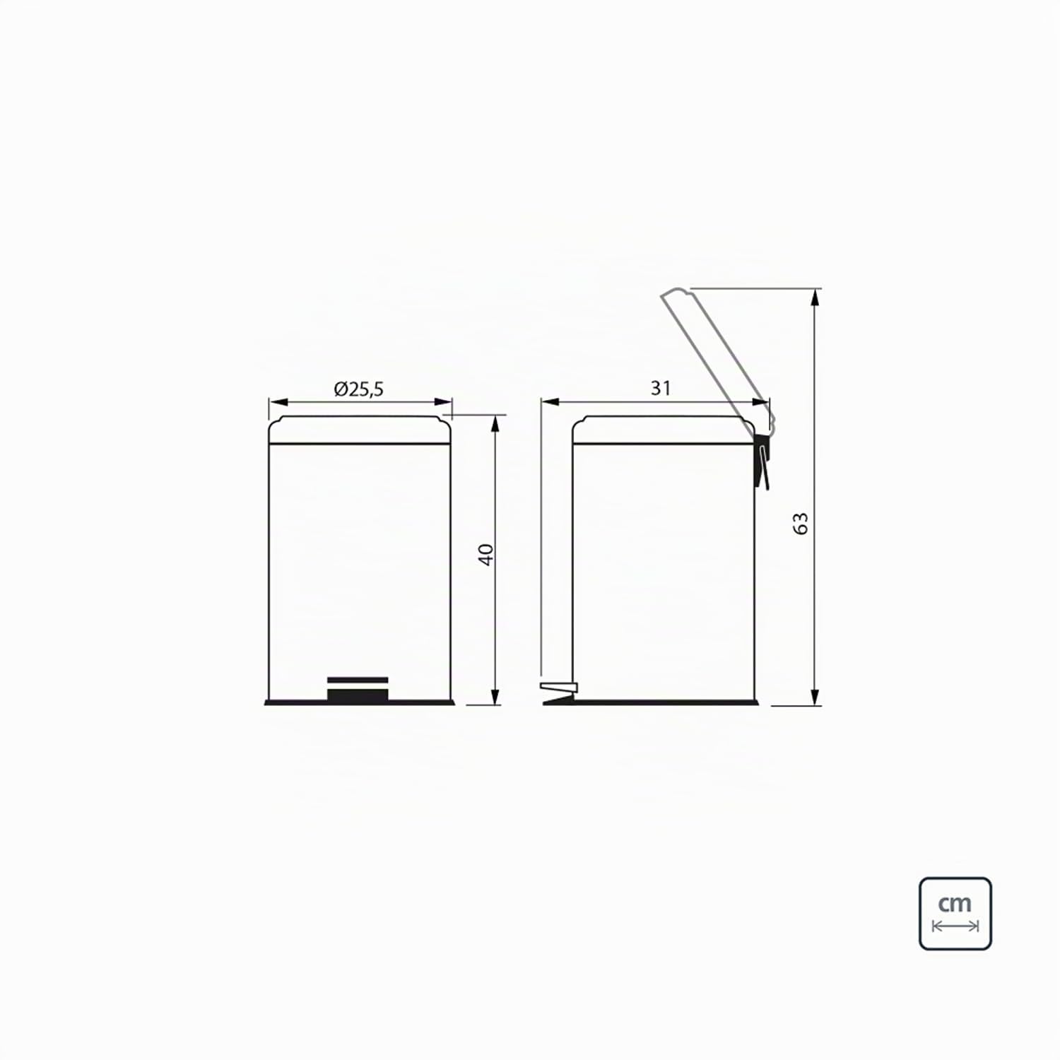 Tramontina Cubo de basura con pedal en acero inoxidable, 12 L