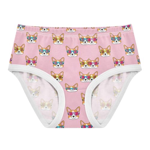 Joisal Cotton Toddlers Underwear Floral Cute Dog Faces Pink Cute Panties Girl Pattern Briefs Kids Undies 2t