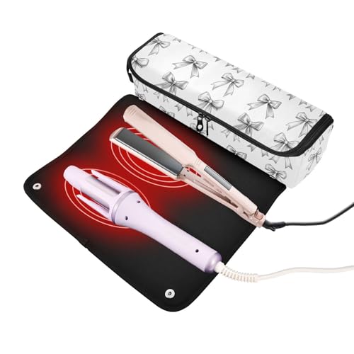 Bolsa de viaje para herramientas de cabello Elegant Ties Marble resistente al calor, organizador portátil para planchas y rizadores miniatura 2