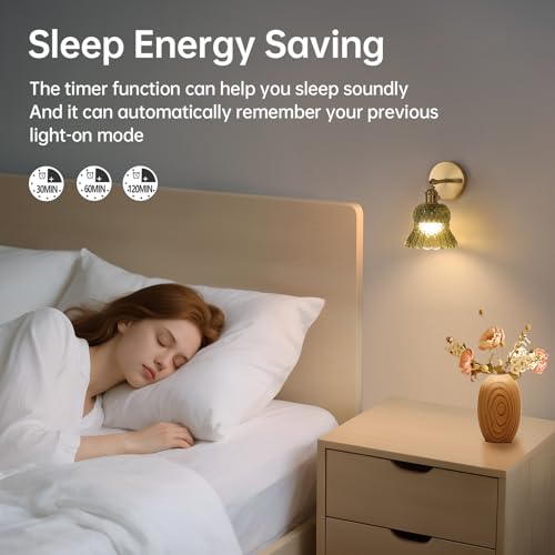 Image of Shenmoyl Vintage Battery Operated Wall Sconces Set of Two, Rechargeable Battery Powered Wall Sconce with Remote Control, Wireless Dimmable LED Light for Bedside Bathroom Living Room (Green Pineapple)
