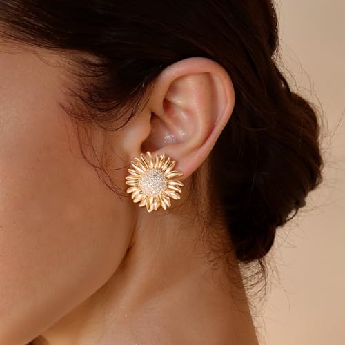 Wrangler Sunflower Earrings for Women 925 Sterling Silver Flower Stud Earrings Bohemian Jewelry2