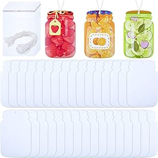 UgyDuky 50 Pieces Sublimation Air Freshener Blanks, DIY Felt Air Freshener Sheets with 50 Pieces Bags and Elastic Rope for DIY Heat Press Ornaments Home Car Decor