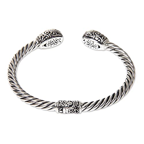 NOVICA Artisan Handmade Amethyst Cuff Bracelet Bali Jewelry Sterling Silver with Purple Indonesia Birthstone [6.25 in L (end to End) x 0.4 in W] ' Bali Splendor'3