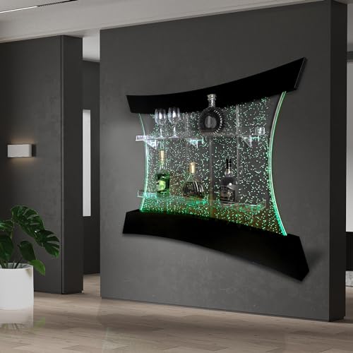 PONDO Multifunctional LED Changing Water Bubble Wall Mounted Wine Cabinet with 7-Color Display Shelf - Perfect for Living Room, Home, Bar, Buffet, Party, Sensory Items & New Year Decor