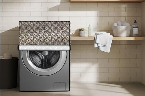 Image of Stylista Waterproof Front Load Washing Machine Cover Compatible for Haier 8 kg, Luxury Pattern Yellow
