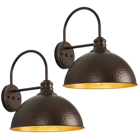 Refice Outdoor Gooseneck Barn Light Outdoor 12 Inch Wall Sconces Farmhouse Exterior Wall Mount Lamp Vintage Wall Lighting Fixture Industrial Wall Lantern for Porch, Entryway, Garage 2 Pack Cover