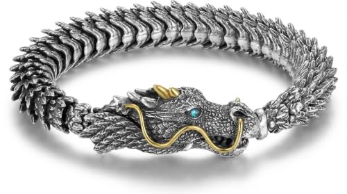 Pulsera de Dragón Plata para Hombre 7.87 pulg miniatura 1
