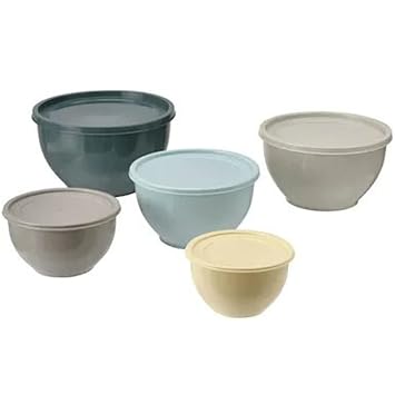 Ikea Plastic Bowls With Lid Combo Set For Serving/Mixing/Storage,Mixed Colors (Set Of 5), 10 fluid_ounce, Multicolored