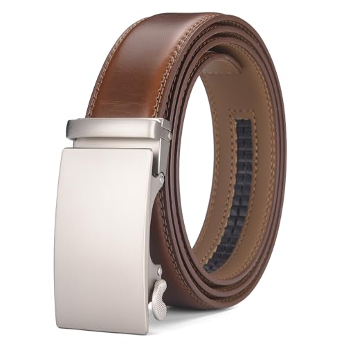 Brown Leather Ratchet Belts for Men - Adjustable and Durable Belts for All Occasions