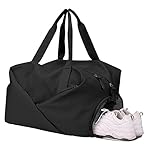 QKTYB Reisetasche mit Schuhfach & Nassfach Sporttasche Groß Kapazität Trainingstasche Damen Reisetasche Weekender Übernachtung Umhängetasche für Damen Herren Sport,Fitnessstudio,Reisen (Schwarz)