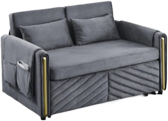 3-in-1 Convertible Sleeper Sofa, 55" Pull Out Couch for Living Room, Multi-Functional Velvet Loveseat Futon Bed