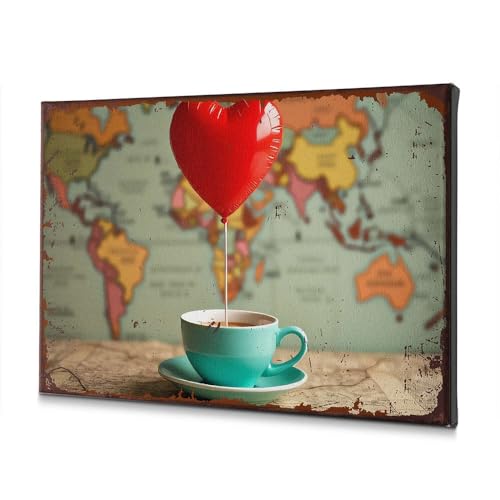 Toile décorative pour décoration de Pâques tableau café ballon cœur 20 x 30 cm