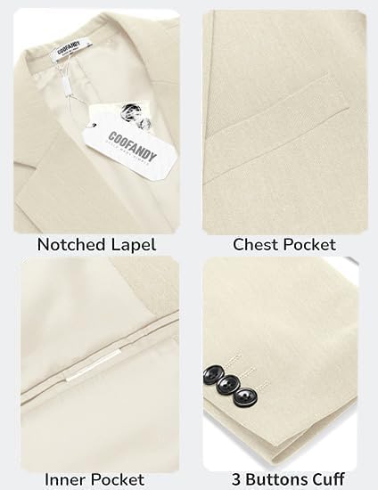 COOFANDY Men's Casual Blazer One Button Sport Coat Lightweight Business Suit Jacket - Image 5